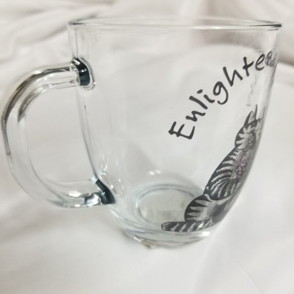"🐾Enlightened Kitty Kliban Styled Clear Glass Mug 8oz | Whimsical Cat Mug🐾" - Picture 5 of 6